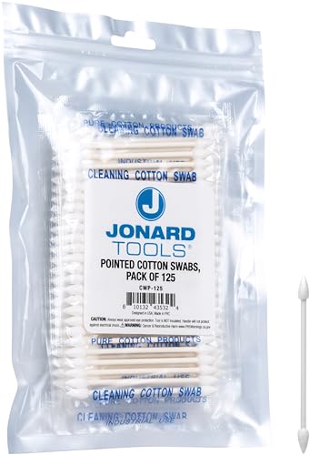 Jonard Tools CWP-125 Pointed Cotton Swabs for Detailed Cleaning Delicate Fiber Optic Equipment and V-Grooves, Pack of 125