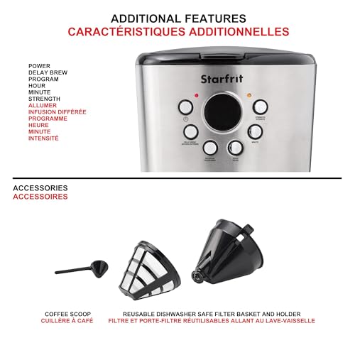 Starfrit-12-Cup-Electric-Drip-Coffee-Maker-BlackSilver Starfrit 12 Cup Electric Drip Coffee Maker BlackSilver