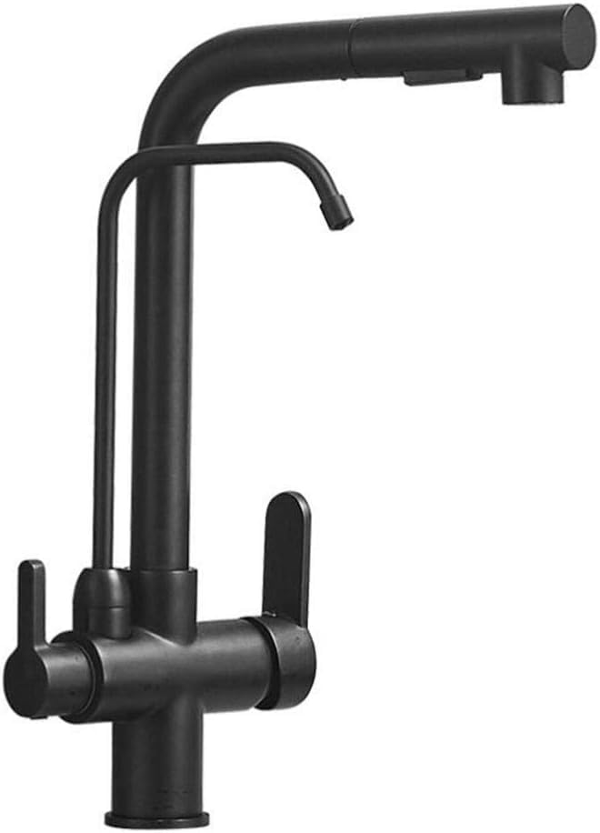 Robinet en laiton haut de gamme noir mat au design architectural pour lavabo de cuisine