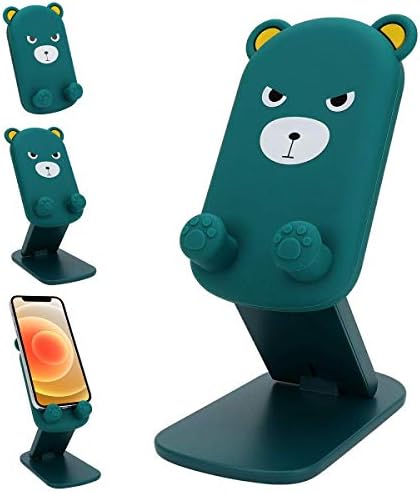 Cute Foldable Adjustable Cartoon Cell Phone Holder Stand for Desk ,Portable Universal Desk Phone Holder Stand Cradle Dock for All Mobile Smart Phones /Tablets( 4~10inch)/Kindles/Switch (Angry Bear)