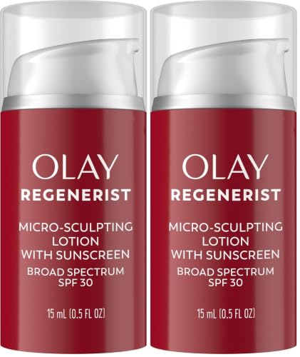 Olay Regenerist Micro-Sculpting Cream Face Moisturizer with Sunscreen SPF 30,Anti-Aging Daytime Facial Moisturizer,Hydrating Face Cream with Amino-Peptide Complex and Niacinamide,0.5 oz,(Pack of 2)