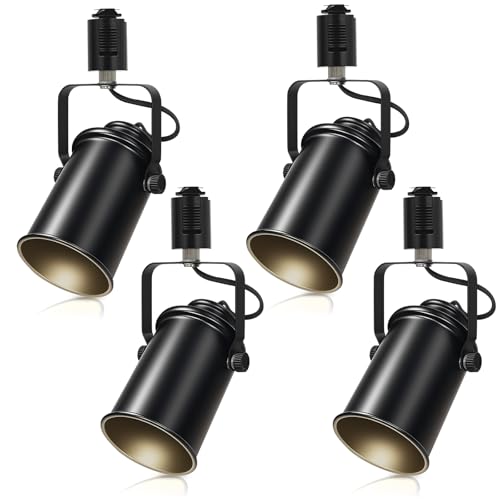 Aiwode レールライト ダクトレール用スポットライト E26口金 角度調節可能 ロック機構により脱落を防止 簡単なインストール 高級 和風 目に優しい 節電 省スペース設計 寝室 高級レストラン 書斎 廊下 植物の照明に適しています 電球はありません 黒 4個入り