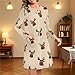 Christmas Pajamas for Women Casual Printed Long Sleeve Zipper Nightdress Fashion Side Slit Pajama Loose Home Pjs
