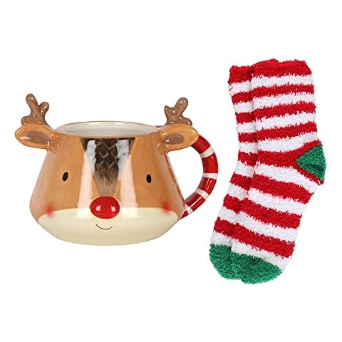 Reindeer Ceramic Mug and Socks Set Cover