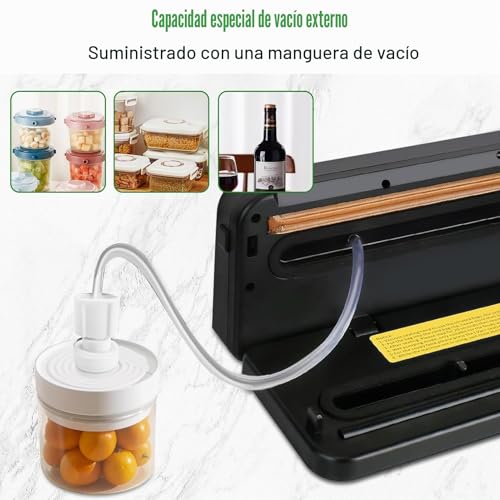 Miniatura 5 de Maquina De Vacio Para Alimentos 6 En 1, Selladora Automática De Alimentos Secos Y Húmedos, Sellador Al Vacío Con 20 Bolsas De Vacío Y Tubo De Vacío