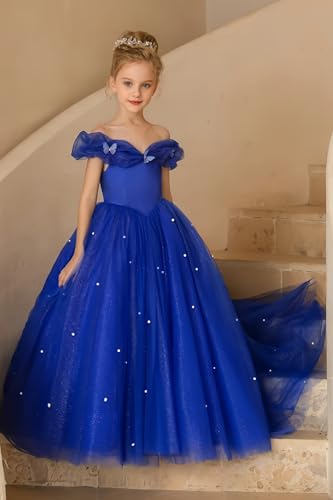 LTW Off Shoulder Flower Girl Dresses for Wedding Puffy Pageant Dress for Girls Birthday Princess Ball Gown3