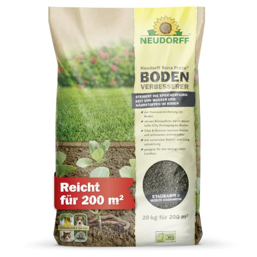 Neudorff Terra Preta BodenVerbesserer 20 kg für 200 m² – Belebt und regeneriert ausgelaugte Böden – Mit Pflanzenkohle & Mikroorganismen für Humusaufbau und bessere Wasserspeicherung