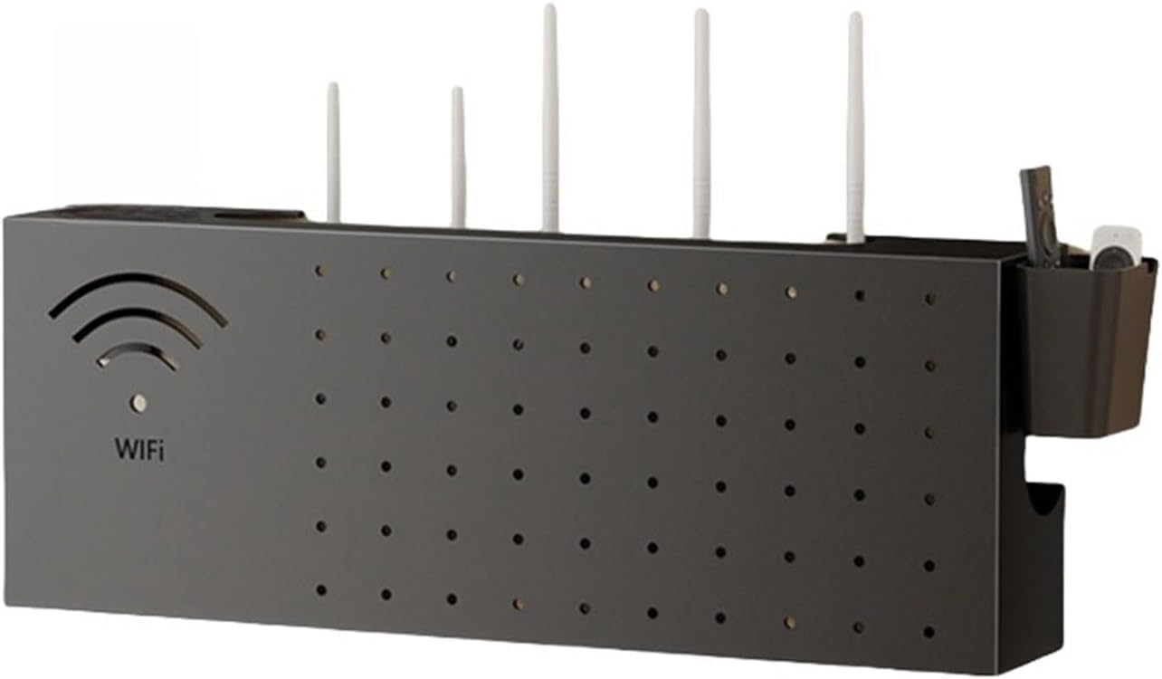 Stylish Storage Cabinet for Wi-Fi Routers – Wall/Table Mount, Cable Management Rack with Power Strip, for Router & Modem, Perfect for Home/Office Use