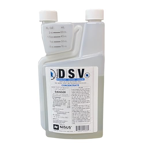 Nisus DSV Disinfectant, Sanitizer, Virucide, Concentrated Solution for Hard Non-Porous Surfaces, Hospitals, Homes, Industrial & Food Processing Areas, 1 Quart