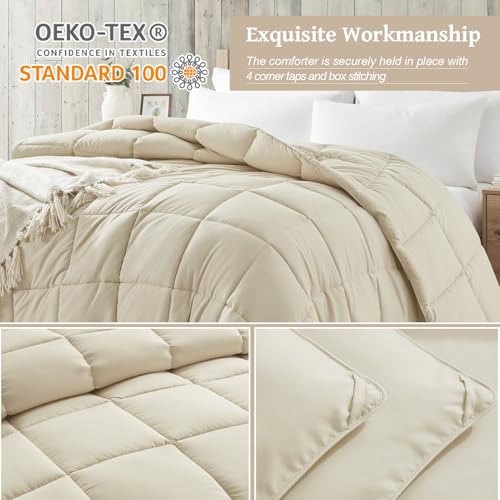 Homelike Moment Twin Comforter Duvet Insert - Beige Down Alternative Bed Comforter Twin Size, Lightweight Bedding Comforters Quilted Soft All Season Beige by Homelike Moment - Image 3