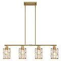 MEXO Crystal Pendant Light Fixture for Kitchen Island Dining Room, Farmhouse Chandelier Gold Close to Ceiling Lightings Over Table, 10068-GD