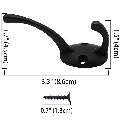 Ibosins 12 Pack Black Coat Hooks Wall Mounted With 24 Screws Retro Double Hooks Utility Black Hooks For Coat, Scarf, Bag, Towel, Key, Cap, Cup, Hat #TOP2