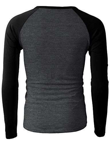 image for H2H Men's Slim Fit Color Blocked Long Sleeve Baseball Jersey Knit Shir