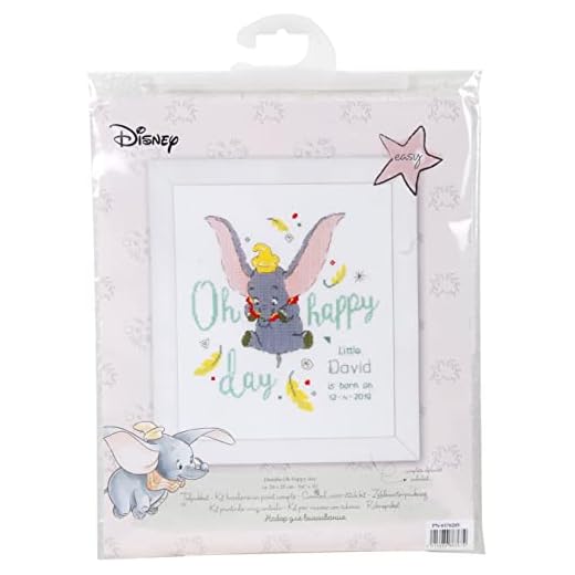 Vervaco PN-0176205 Disney Dumbo Oh happy day I stickpack räkningsmönster, bomull, flerfärgad, ca 24 x 25 cm/9,6 tum x 10 tum