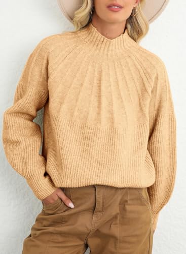 Image of Dokotoo Women's Turtleneck Oversized Sweaters Long Sleeve Pullover Knit Mock Neck Tops