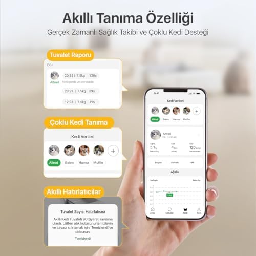 UBPet UCAT C31 Açık Tasarımlı Akıllı Otomatik Kedi Tuvaleti | Mobil Uygulama Kontrollü, Otomatik Temizleme, 38 dB Sessiz - Görsel 5