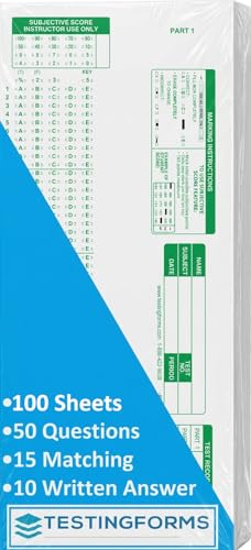 TEST-883E 883 E Scantron Compatible Testing Forms (100 Sheet Pack)