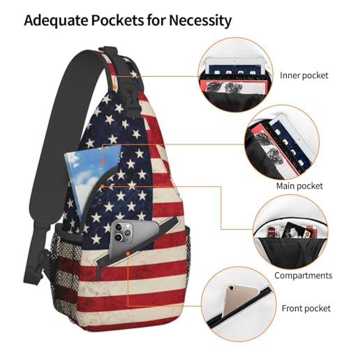 American Flag Sling Bag,Multipurpose Crossbody Backpack Shoulder Chest Bag for Women Men Travel Hiking Daypack4
