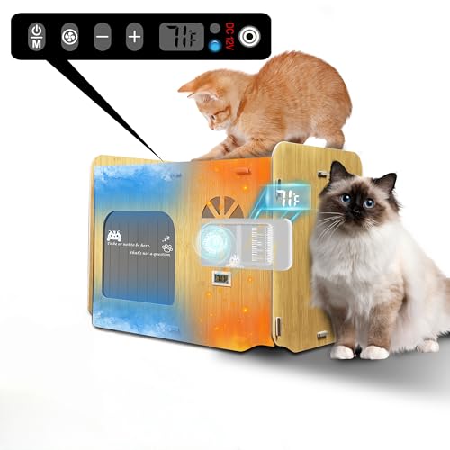 Pet Air Conditioned Room, Cat House Outdoor Indoor with Heating and Cooling Function, Strong, Easy to Assemble, with Refrigeration, Heating, Ventilation Modes, Suitable for Cats and Small Dogs（Yellow）