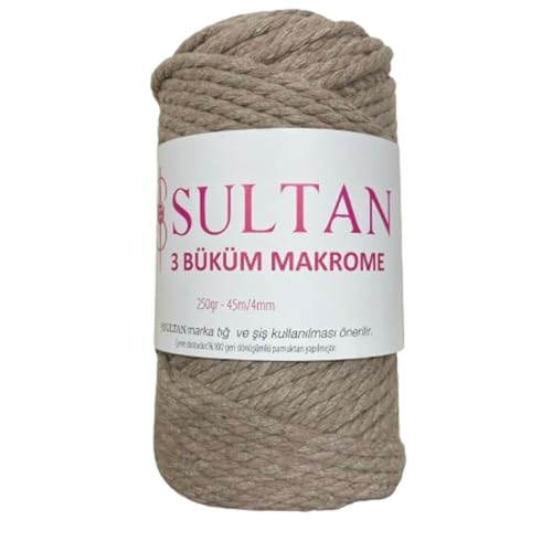 Sultan 3 Büklüm Makrome İpi 250 g 004 Koyu Bej