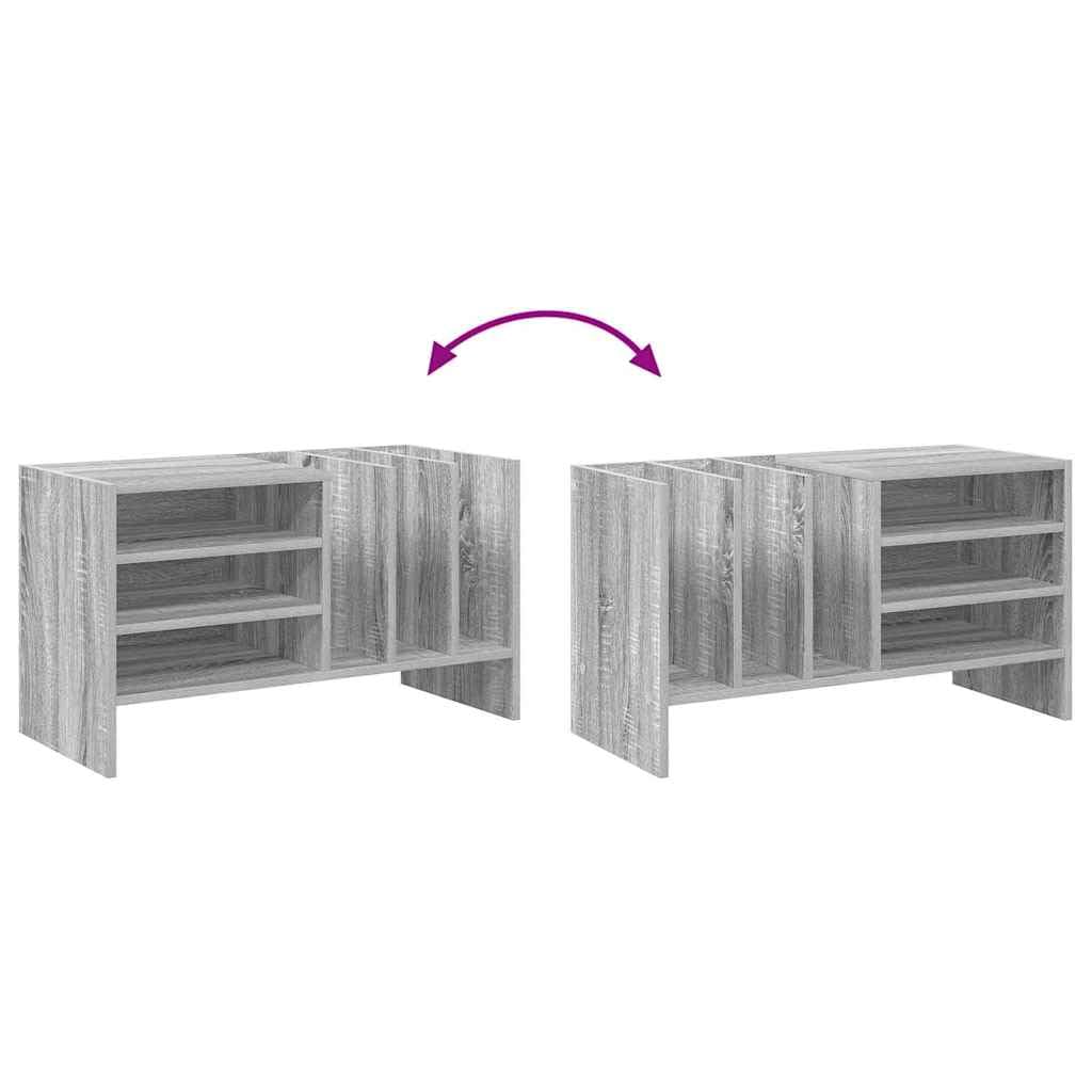 Armario para discos de vinilo con estante, madera Sonoma gris, 78,5 x 35 x 45 cm, 6 estantes, mueble multimedia, salón, aparador para vinilo y CD