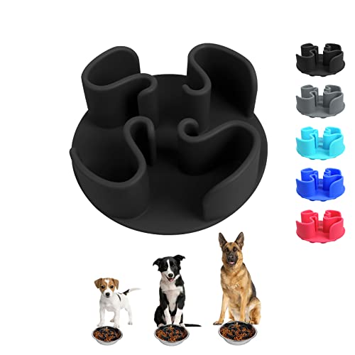 puppy slow feeder - WINSEE Slow Feeder Dog Bowls Insert, Soft Silicone Slow Eating Dow Bowl for Small Medium Large Dogs(Black, Medium)