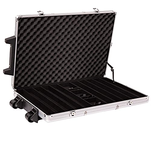 Showdown Poker Chip Set Aluminum Carry Case - Casino Clay Composite 13-Gram Quality Poker Chips - With Dice, Playing Cards - Heavy-Duty Protection - Locking Portable Case (1000 Ct. Rolling) #TOP4