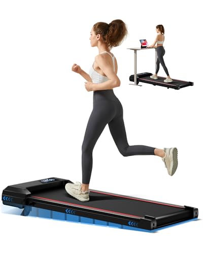 UMAY Walking Pad Treadmill with 9% Incline, Under Desk Treadmill with Diamond Pattern Running Belt,...
