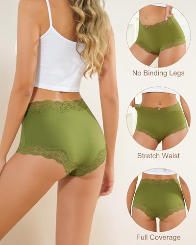 LEVAO Boy Shorts Underwear for Women Lace Full Coverage Boxer Briefs Panties 5 Pack S-XL3