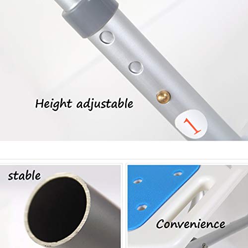 Tabouret de douche en aluminium avec dossier et siège réglable pour senior - 4