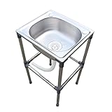 Fregadero independiente acero inoxidable solo tazón cocina restaurante comercial Fregadero para exteriores, preparación servicios públicos Lavabo mano,tina lavado Estación manos portátil Banco trabajo