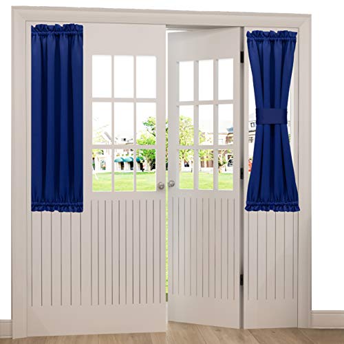 Spring Garden Home 25X40 Inch Curtains For Door Window Short Energy Efficient Window Treatment Drapes Blackout Kitchen Curtain Panels With Tie Back, 1 Pack, Dark Blue #TOP15