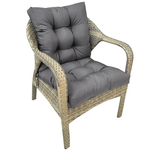 YGLEEULI Cojín for Silla de Comedor jardín con Respaldo Alto, for Muebles Playa y Exterior, reclinable, Tumbona, sofá Conjunto Cojin de Asiento(Dark Gray)