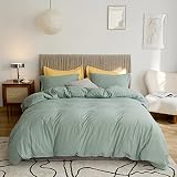 VClife Sage Green Boho Duvet Cover Twin Bedding Sets Soft Washed Microfiber Green Quilt Comforter Pr