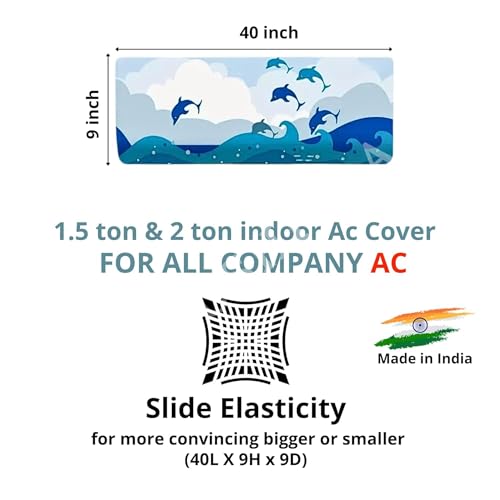 Image of Printed Split Ac Cover Combo Indoor Unit For 1.5 Ton Capacity AC, Inner Unit Ac Cover, All Weather Cover /Attractive Digital Prints /Dustproof /Water Resistant (Dolphin & Gold Deer)