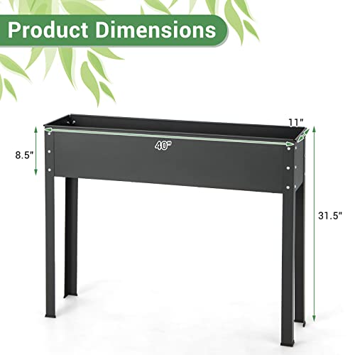 Giantex Raised Garden Bed, Metal Planter Box With Legs, Drain Hole, Outdoor Indoor Elevated Garden Box For Vegetable Flower Herb Fruit, Standing Raised Beds For Backyard Porch Balcony Black #TOP6