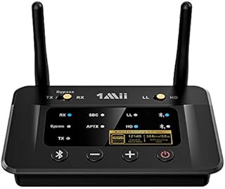 1Mii B03Pro Bluetooth 5.0 Transmitter Receiver with Audiophile ESS DAC & aptX HD/Low Latency, Long Range Bluetooth Audio Adapter for Home Stereo, TV, Dual Link, Optical RCA 3.5mm Inputs/ Outputs