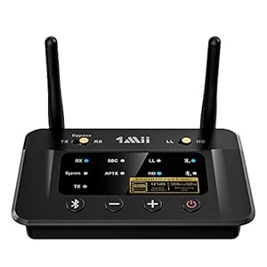 1Mii B03Pro Bluetooth 5.0 Transmitter Receiver for Home Stereo TV, HiFi Wireless Audio Adapter with Audiophile ESS DAC & AptX HD/Low Latency, Long Range, Optical RCA AUX 3.5mm Outputs/Inputs