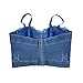 Denim Beaded Rhinestone Diamond Corset Top for Women Sexy Glitter Shapewear Camisole Party Club Rave Festival Clothing(Blue-Beaded,Medium)