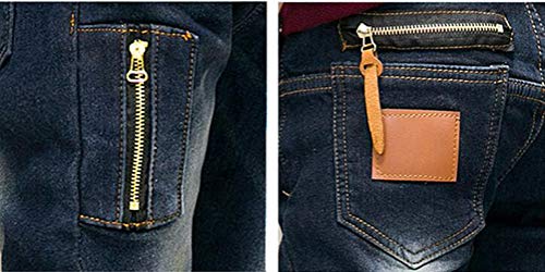 MYtodo Boy Solid Color Elastic Waist Skinny Slim Fit Denim Long Pant Jeans Pants3