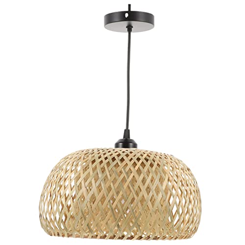 Lustre en bambou tissé idéal pour éclairer un café au style naturel