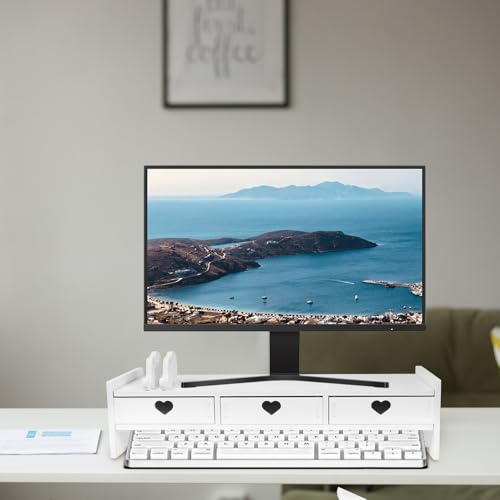 Soporte elevador de monitor con cajones de PVC y compuesto madera-plástico para escritorio de oficina 5