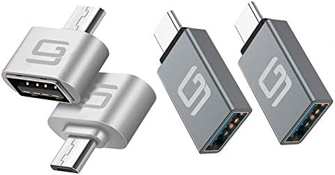 GodSpin USB C to USB Adapter [2 Pack] Micro USB to USB 2.0 [2 Pack] Type C to USB A Connector Works with Laptops, Smartphones, Tablets, Cryptocurrency Hardware