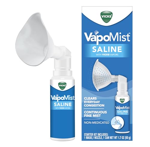 Vicks VapoMist Saline, Gentle Saline Mist with Soothing Vicks Vapors, Non- Medicated, 1.7 oz