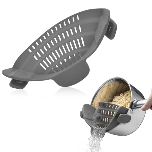 LURNODY Scolapasta Silicone Pieghevole (Grigio)