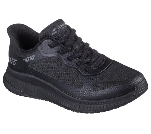 Skechers Women's Bobs Squad 4 Staple Look Slip-On Sneakers, Black Mesh, 5 UK