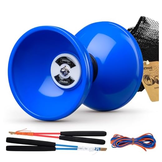MAGICYOYO Pro Triple Bearing Diabolo Medium Size 5” Blue Chinese Yoyo Toy with 2 Pair Carbon Sticks+ 2 Extra Strings +1 Net Bag, High Performance Chinese Yoyo Diabolo Skill Toy