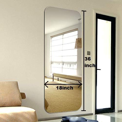 Quality GlassMetal Glass Frameless Decorative Mirror (18 X 36 Inch, Silver)
