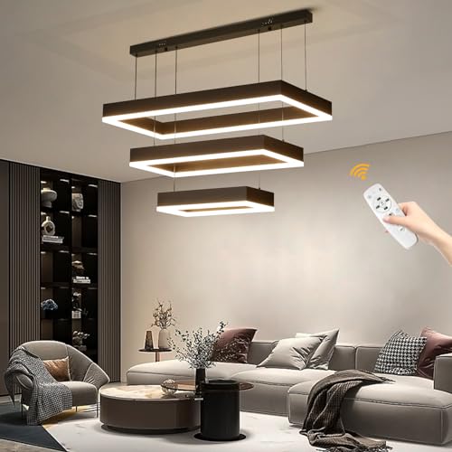 Chandelier Moderne LED Pendre à Manger 3 Anneaux Lumières de Salon Dimmable