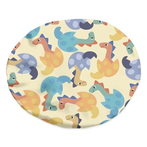 Image of Dinosaur Eggs Print Kids Satin Sleep Cap Elastic Band Hat Night Sleeping Head Cover Satin Bonnet for Curly Natural Hair Beanie for Girls Boys Toddler Baby